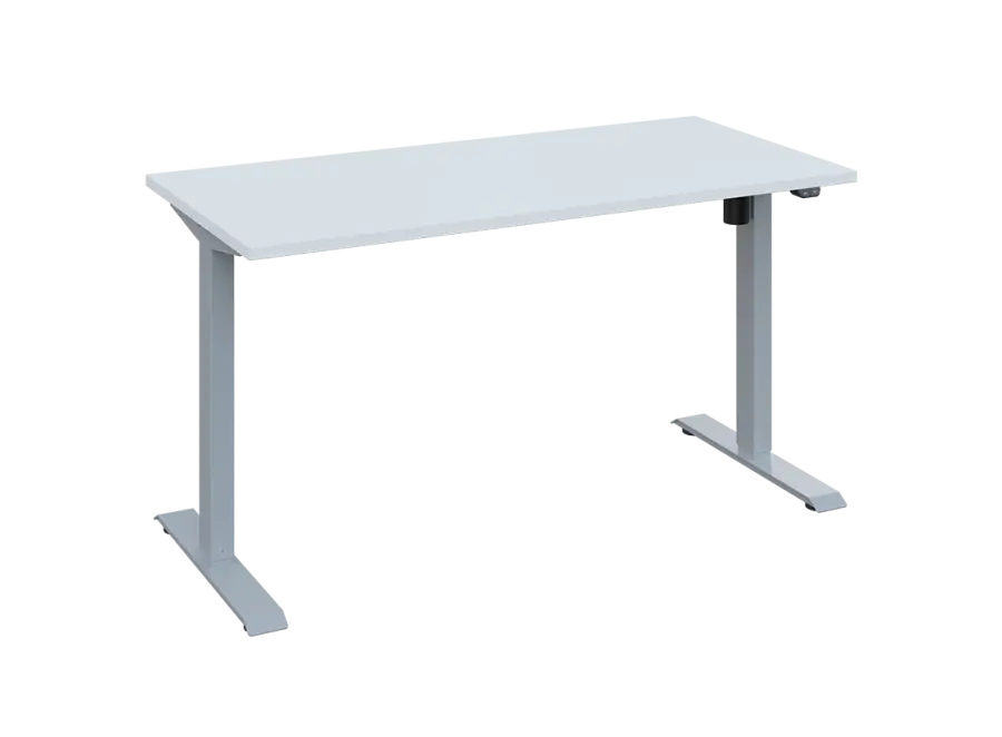 Flexi 27-14 výškově nastavitelný stůl, kovová podnož stříbrná, deska 25 mm, široký 1400 mm, bílá